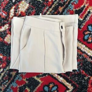 Cream High-Waisted Trousers with Textured Fabric